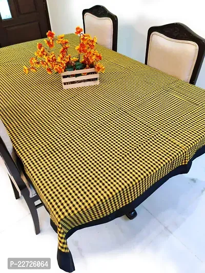 CASA-NEST Premium 4 Seater,100% Cotton Check Pattern, Rectangle Centre Table Cover, Size 40x60 (Width x Length), inch, Black-Yellow Color, Washable-thumb0