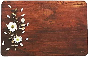 CASA-NEST Waterproof PVC Plastic Brown Wooden Design Rectangular Dining Table Placemats (11 X 17 Inch) - Set of 6 Pieces-thumb1