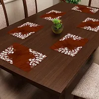 CASA-NEST PVC Printed Rectangular Dining Mat Placemats (Brown, 45 x 30 cm) Set of 6 Pieces-thumb2