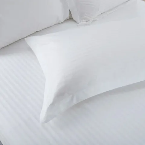 CASA-NEST Premium Cotton Stripes Cotton King Size Pillow Cover, Size =18x27 Inch, Bed Pillow, White Color ,One Pair (2 pcs)