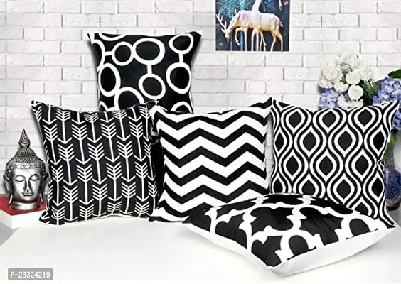 CASA-NEST Set of 5 Designer Decorative Throw Pillow/Cushion Covers with Heavy Zip  Premium Making, Multicolour (16x16) (Multi6)