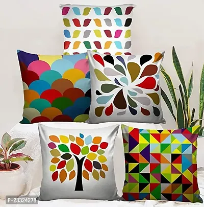CASA-NEST Set of 5 Designer Decorative Throw Pillow/Cushion Covers with Heavy Zip  Premium Making, Multicolour (16x16) (Multi1)