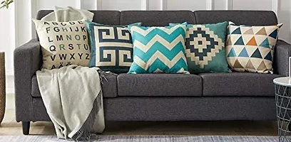 CASA-NEST Set of 5 Designer Decorative Throw Pillow/Cushion Covers with Heavy Zip  Premium Making, Multicolour (16x16) (Multi4)-thumb1