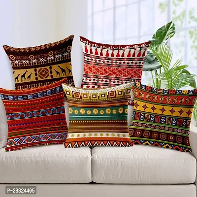 CASA-NEST Set of 5 Designer Decorative Throw Pillow/Cushion Covers with Heavy Zip  Premium Making, Multicolour (16x16) (Multi8)