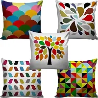 CASA-NEST 5 Piece Square HD Digital Print Decorative Soft Cotton Jute Cushion Cover Set/Throw Pillow Set for Sofa, Bedroom, Car- 16x16 inch / 41x41 cm, Multicolour (MULTI5)-thumb2