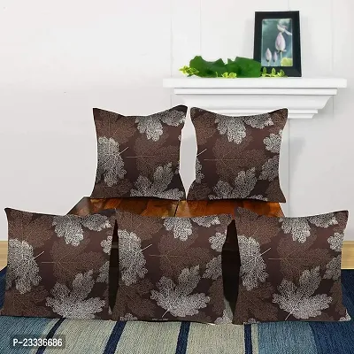 CASA-NEST Premium Silk Cotton Digital Cushion Cover,Set of 5 Pcs,Bed Cushion/Decorative Sofa Cushion (12X12, Brown)