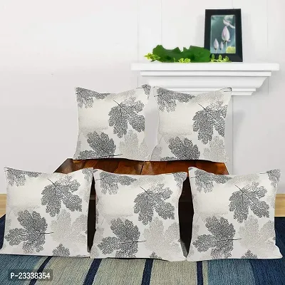 CASA-NEST Premium Silk Cotton Digital Cushion Cover,Set of 5 Pcs,Bed Cushion/Decorative Sofa Cushion (16X16, White)-thumb0