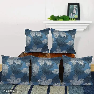 CASA-NEST Premium Silk Cotton Digital Cushion Cover,Set of 5 Pcs,Bed Cushion/Decorative Sofa Cushion (12X12, Blue)-thumb0