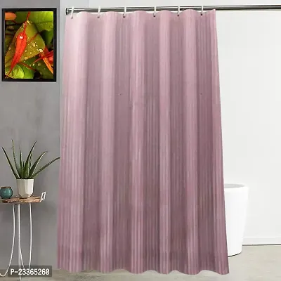 CASA-NEST PVC Soild Color Self Lining Design Shower Curtain with 8 Hooks,Size= 4.5feet x 9feet, (54x108 Inches), Pink. Waterproof CS Lining009-thumb0