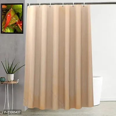 CASA-NEST Polyvinyl Chloride Self Lining Design Shower Curtain with 8 Hooks (4.5feet x 9feet) , ( 54x108 Inches), Cream . Waterproof CS Lining009