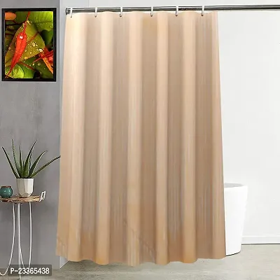 CASA-NEST Polyvinyl Chloride Self Lining Design Shower Curtain with 8 Hooks (4.5feet x 9feet) , ( 54x108 Inches), Cream . Waterproof CS Lining009