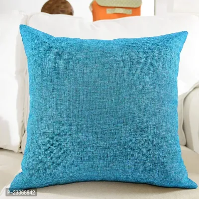 CASA-NEST Jute Cushion Cover, Reversible Cushion Cover ,Size=16x16 Inch (Pack of 5),Color=Firozi CC001JUTEREV