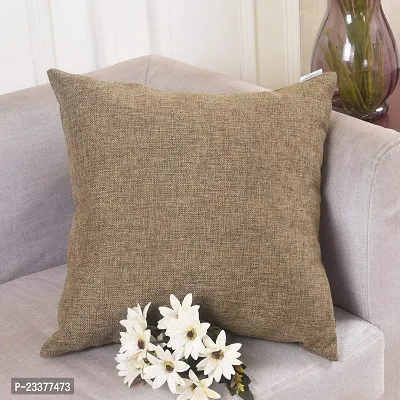 CASA-NEST Plain Jute Cushion Cover (Gold/Beige) 12X12 inches or 30X30 cms- Set of 5 pcs-thumb0