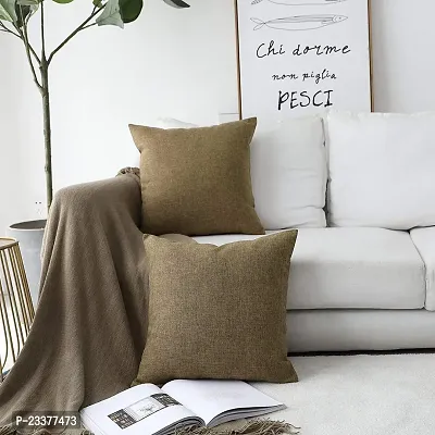 CASA-NEST Plain Jute Cushion Cover (Gold/Beige) 12X12 inches or 30X30 cms- Set of 5 pcs-thumb2