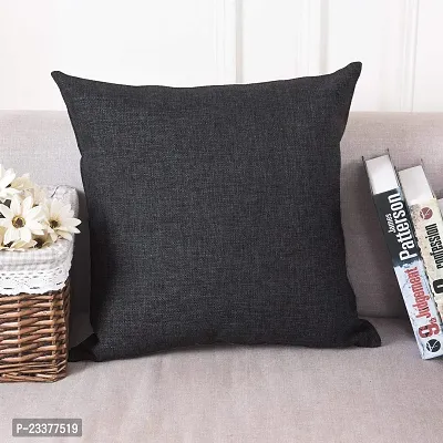 CASA-NEST Plain Jute Cushion Cover (black) 12X12 inches or 30X30 cms- Set of 5 pcs-thumb0