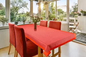 CASA-NEST 4 Seater Centre Table Cover, Table Cloth Plain Color Size 36x54 Inch, Washable Quality Cotton Jute Table Cover(orange)-thumb2