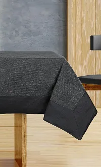 CASA-NEST 4 Seater Centre Table Cover, Table Cloth Plain Color Size 36x54 Inch, Washable Quality Cotton Jute Table Cover(black)-thumb1