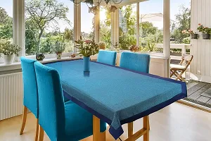 CASA-NEST 4 Seater Centre Table Cover, Table Cloth Plain Color Size 36x54 Inch, Washable Quality Cotton Jute Table Cover(blue)-thumb1