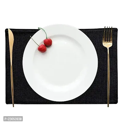 CASA-NEST Jute Reversible Table mats / Place mats Pack of 6 Table Mat Heat Resistant Dining Table Place Mats for Kitchen Table Wedding Party, 12 x 18 inches, (Black) jutep001