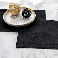 CASA-NEST Jute Reversible Table mats / Place mats Pack of 6 Table Mat Heat Resistant Dining Table Place Mats for Kitchen Table Wedding Party, 12 x 18 inches, (Black) jutep001-thumb1