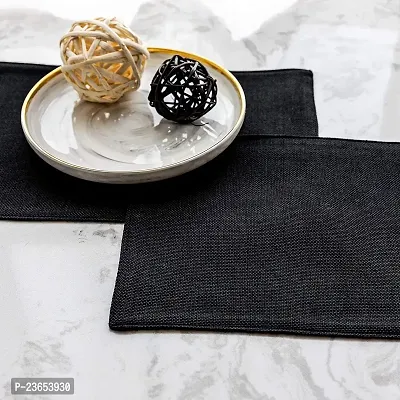 CASA-NEST Jute Reversible Table mats / Place mats Pack of 6 Table Mat Heat Resistant Dining Table Place Mats for Kitchen Table Wedding Party, 12 x 18 inches, (Black) jutep001-thumb2