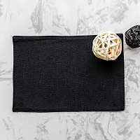 CASA-NEST Jute Reversible Table mats / Place mats Pack of 6 Table Mat Heat Resistant Dining Table Place Mats for Kitchen Table Wedding Party, 12 x 18 inches, (Black) jutep001-thumb2