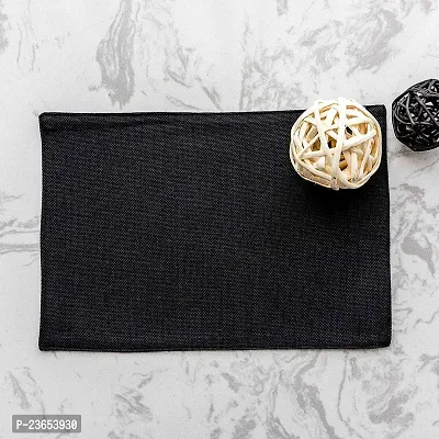 CASA-NEST Jute Reversible Table mats / Place mats Pack of 6 Table Mat Heat Resistant Dining Table Place Mats for Kitchen Table Wedding Party, 12 x 18 inches, (Black) jutep001-thumb3