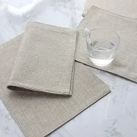 CASA-NEST Reversible Jute Cloth Table mats / Place mats Pack of 6 Table Mat Heat Resistant Dining Table Place Mats for Kitchen Table Wedding Party, 12 x 18 inches, (Light Umber) jutep001-thumb2