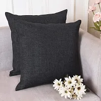 CASA-NEST Jute Cushion Cover 20x20 (Pack of 2) (Dark Grey)-thumb1