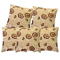 CASA-NEST Rose Embroidery Premium Cushion Cover,Size=16x16 inch,Set of 5 Pc,Bed Cushion Cover /Sofa Cushion Cover (Beige)-thumb2