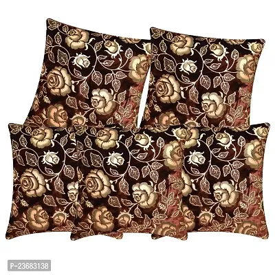 CASA-NEST Rose Embroidery Premium Cushion Cover,Size=12 X 12 inch,Set of 5 Pc,Bed Cushion Cover /Sofa Cushion Cover (Maroon)-thumb0