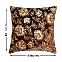 CASA-NEST Rose Embroidery Premium Cushion Cover,Size=12 X 12 inch,Set of 5 Pc,Bed Cushion Cover /Sofa Cushion Cover (Maroon)-thumb2