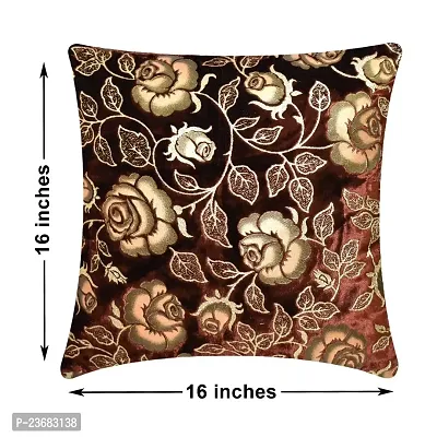 CASA-NEST Rose Embroidery Premium Cushion Cover,Size=12 X 12 inch,Set of 5 Pc,Bed Cushion Cover /Sofa Cushion Cover (Maroon)-thumb3