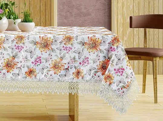 CASA-NEST Premium Cotton Cloth Table Cloth with Stiched Lace, Washable Quality Centre Table Cover, Size 40x60 Inch, Pack of 1 pc (color8)