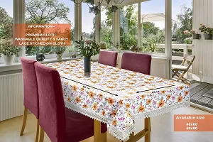 CASA-NEST Premium Cotton Cloth Table Cloth with Stiched Lace, Washable Quality Centre Table Cover, Size 40x60 Inch, Pack of 1 pc (color8)-thumb2