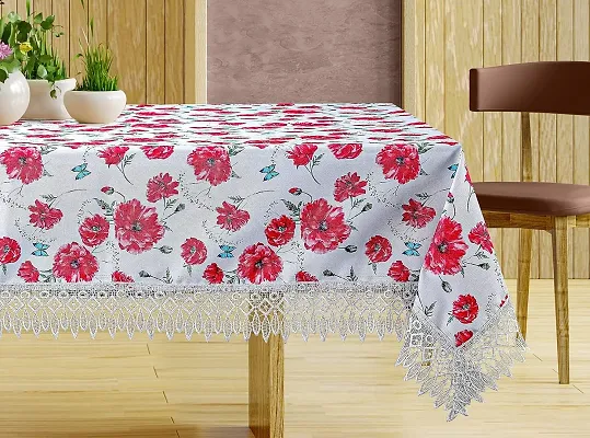 CASA-NEST Premium Cotton Cloth Table Cloth with Stiched Lace, Washable Quality Centre Table Cover, Size 40x60 Inch, Pack of 1 pc (color4)