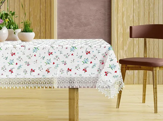 CASA-NEST Premium Cotton Cloth Dining Table Cover with Stiched Lace, Washable Quality 4-6 Seater Table Cover, Size 60X90 Inch, Pack of 1 pc (Multi3)