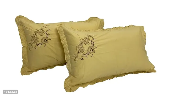 CASA-NEST Embroided Design Cotton Pillow Cover Size-17x27 Luxury Pillow Cover Set of 2 Piece. (Multi 1)