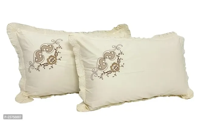 CASA-NEST Embroided Design Cotton Pillow Cover Size-17x27 Luxury Pillow Cover Set of 2 Piece. (Multi 6)