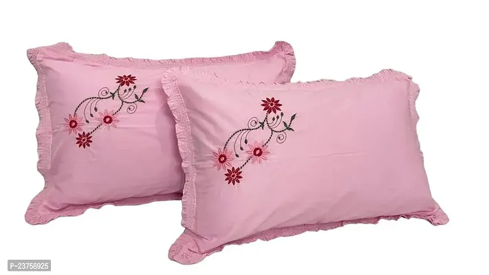 CASA-NEST Embroided Design Cotton Pillow Cover Size-17x27 Luxury Pillow Cover Set of 2 Piece. (Multi 2)