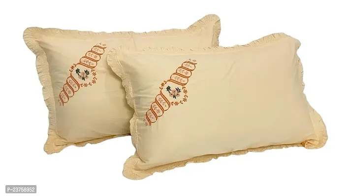 CASA-NEST Embroided Design Cotton Pillow Cover Size-17x27 Luxury Pillow Cover Set of 2 Piece. (Multi 4)