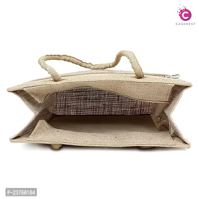CASA-NEST Jute Bags For Lunch For Men | Jute Bags With Zip | Jute Tote Bag | Jute Tiffin Bags | Printed Jute Bag | Jute Carry Bag | Jute Bag Medium Size | Size: 30(L) X10(B) X35(H) CM-thumb2