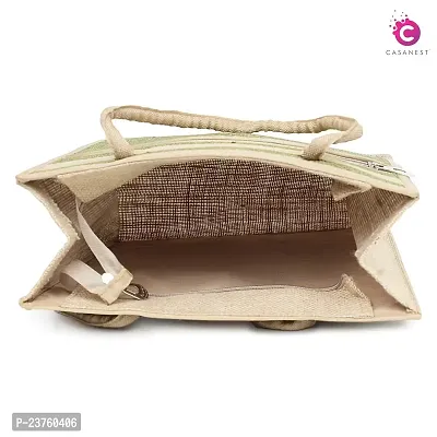 CASA-NEST Jute Bags For Lunch For Men | Jute Bags With Zip | Jute Tote Bag | Jute Tiffin Bags | Printed Jute Bag | Jute Carry Bag | Jute Bag Medium Size | Size: 30(L) X10(B) X35(H) CM-thumb2