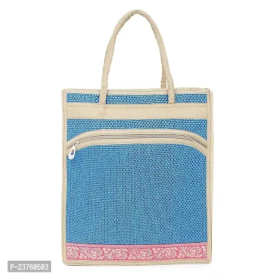CASA-NEST Jute Bags For Lunch For Men | Jute Bags With Zip | Jute Tote Bag | Jute Tiffin Bags | Printed Jute Bag | Jute Carry Bag | Jute Bag Medium Size | Size: 30(L) X10(B) X35(H) CM