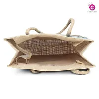CASA-NEST Jute Bags For Lunch For Men | Jute Bags With Zip | Jute Tote Bags | Jute Tiffin Bags | Printed Jute Bags | Jute Carry Bags | Jute Bags Medium Size | Size: 30(L) x10(B) x35(H) CM (Blue)-thumb1