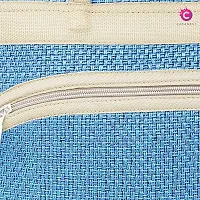 CASA-NEST Jute Bags For Lunch For Men | Jute Bags With Zip | Jute Tote Bags | Jute Tiffin Bags | Printed Jute Bags | Jute Carry Bags | Jute Bags Medium Size | Size: 30(L) x10(B) x35(H) CM (Blue)-thumb2