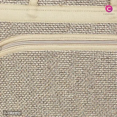 CASA-NEST Jute Bags For Lunch For Men | Jute Bags With Zip | Jute Tote Bags | Jute Tiffin Bags | Printed Jute Bags | Jute Carry Bags | Jute Bags Medium Size | Size: 30(L) x10(B) x35(H) CM (Beige)-thumb3