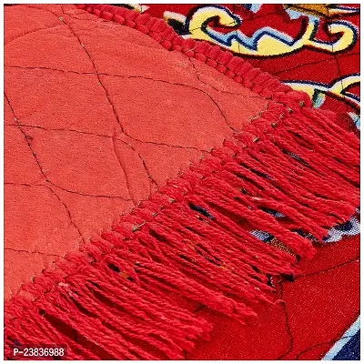 Traditional Carpet/Quilted Pooja Mat, Asaan |Square Shape  Soft Velvet Material|Maditation Prayer Mat|Red Color Pooja Asan,Size 60 x 60 CM,Pack of 1 (Red)-thumb2