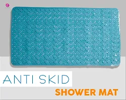 CASA-NEST Non Slip PVC Bath/Shower mat with Anti Slip Suction Cups  Drain Holes, Size - 37x70 cm (Aqua)-thumb2