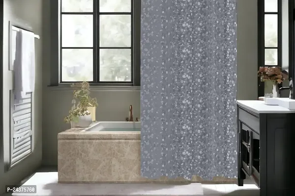 CASA-NEST PVC 3D Translucent Shower Curtain,Size-4.5ft x 7 ft(Length),Bathroom Curtain, Pack of 1 pcs Stone (Grey)